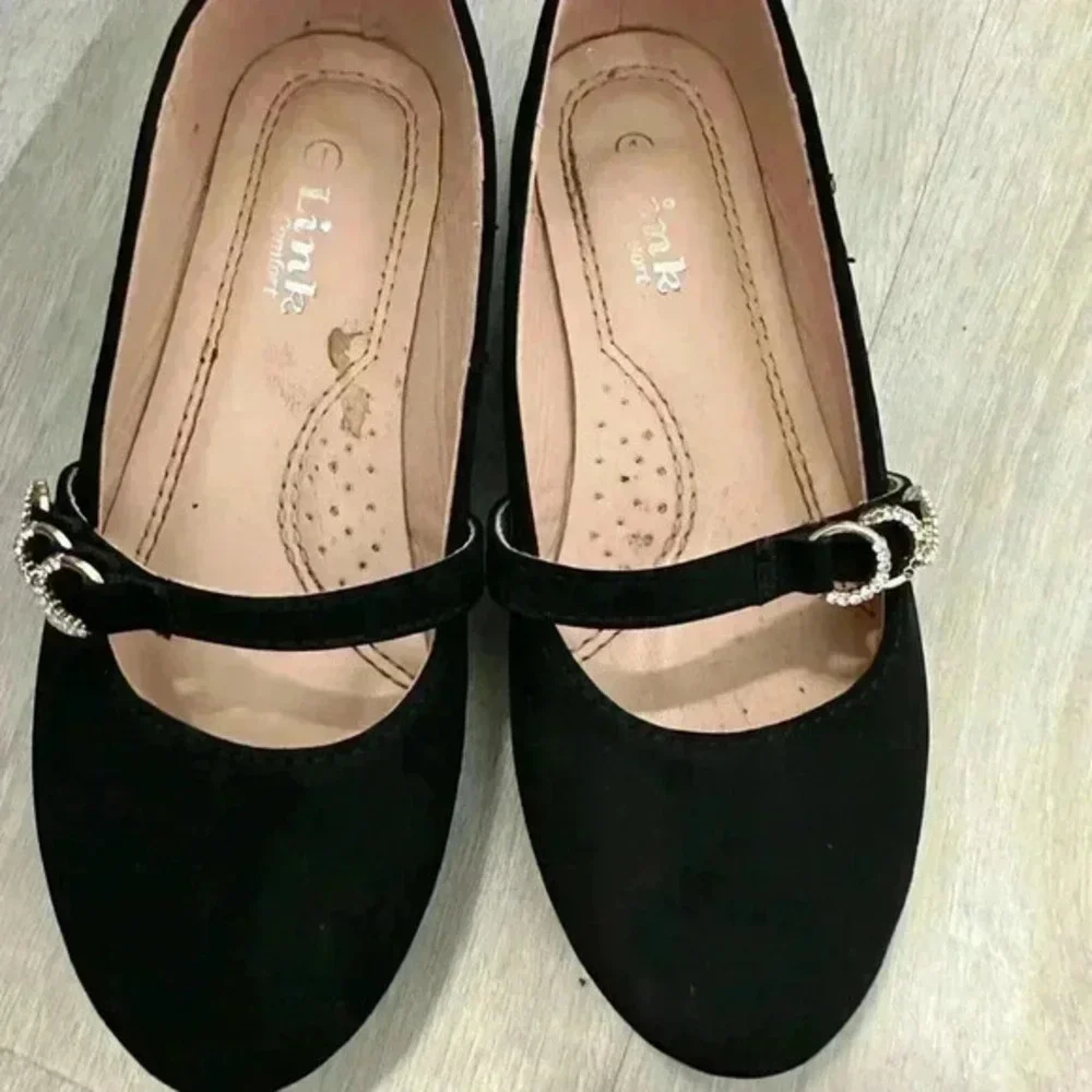 GIRL'S BLACK FAUX SUEDE MARYJANE DRESS SHOES BY‎ LINK SIZE 13